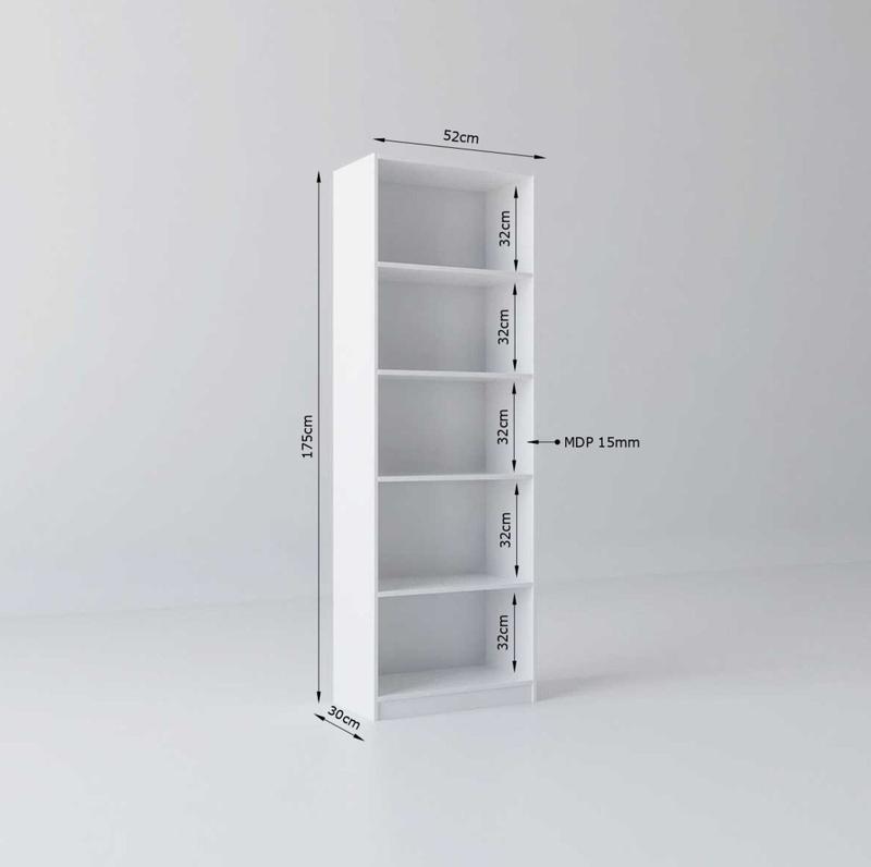 80cm.90cm.95cmまとめ売り4枚目95cm Estante de Livros 52CMX175CM Multiuso 5 Nichos Montreal Yescasa